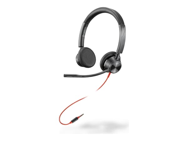 Poly Blackwire 3225 - Blackwire 3200 Series - hodesett - on-ear - kablet - USB, 3,5 mm jakk - svart - Skype Certified, Cisco Jabber Certified, Avaya