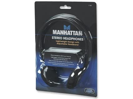 [OUTLET] - Manhattan Stereo On-Ear -kuulokkeet (3,5 mm), säädettävä jaettu sanka, vaahtomuovikuulokkeet, kaiutin enintään 80 W, standardi 3,5 mm ster