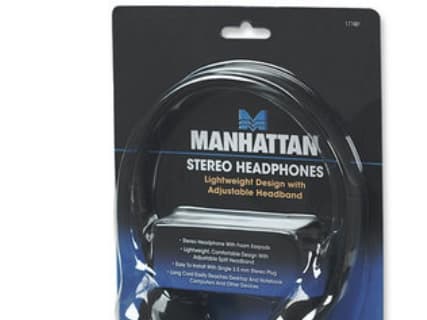 [OUTLET] - Manhattan Stereo On-Ear -kuulokkeet (3,5 mm), säädettävä jaettu sanka, vaahtomuovikuulokkeet, kaiutin enintään 80 W, standardi 3,5 mm ster