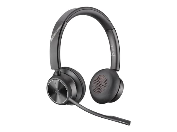 Poly Savi 7320-M Office - 7300 Office Series - hodesett - on-ear - DECT - trådløs - svart - Certified for Microsoft Teams