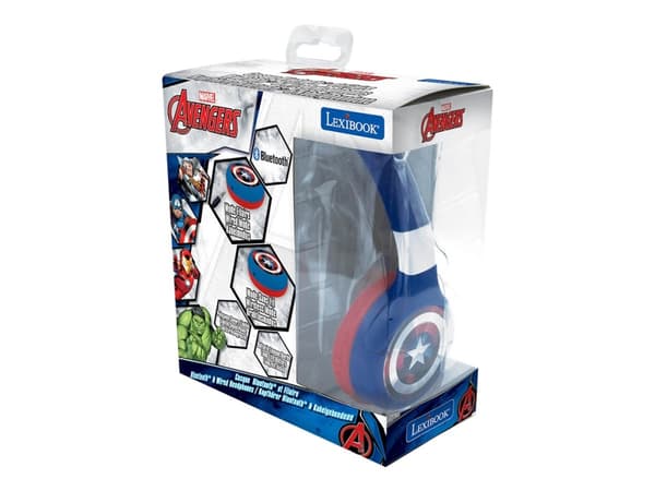 Lexibook The Avengers HPBT010AV - Kuulokkeet - korvalla - Bluetooth - langaton, kaapeli - 3,5 mm jakki - sininen