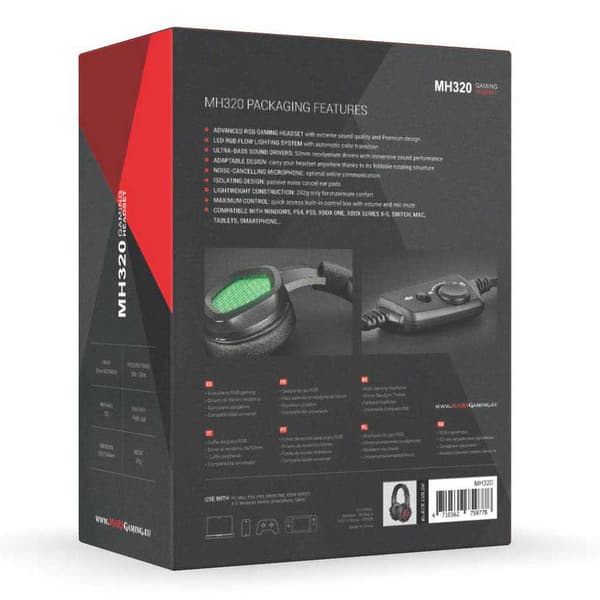 Mars Gaming Gaming Headset Mh320 Ultra Bass 3d Rgb Sort