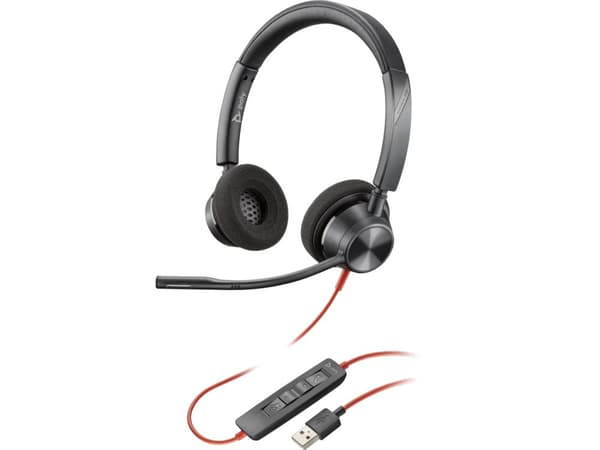 Poly Blackwire 3320 - Blackwire 3300 series - headset - på örat - kabelansluten - USB-A - svart