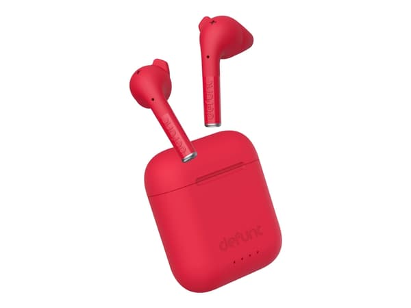 DeFunc TRUE TALK - True wireless-hörlurar med mikrofon - inuti örat - Bluetooth - röd