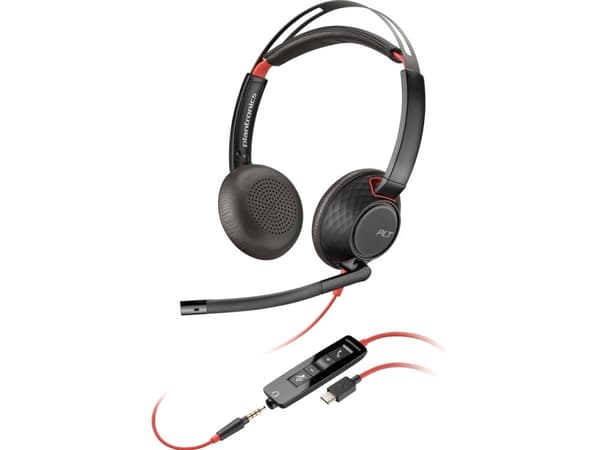 Poly Blackwire C5220 - Blackwire 5200 series - headset - på örat - kabelansluten - USB-C, 3,5 mm kontakt - svart - Certifierad för Microsoft-teams, C