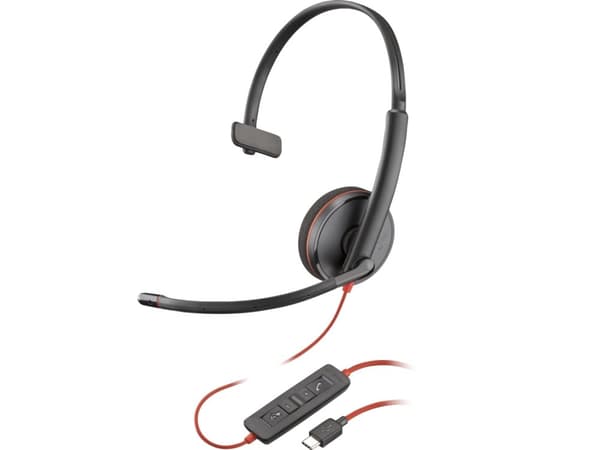 Poly Blackwire 3210 - Blackwire 3200 Series - headset - på örat - kabelansluten - USB-C - svart - UC-certifierad