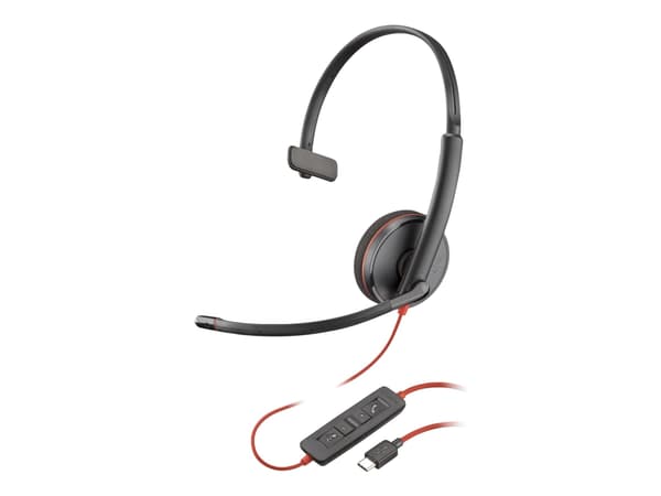 Poly Blackwire 3210 - Blackwire 3200 Series - headset - på örat - kabelansluten - USB-C - svart - UC-certifierad