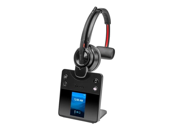 Poly Savi 8410 Office - Savi 8400 series - hodesett - on-ear - DECT / Bluetooth - trådløs - svart - Certified for Microsoft Teams