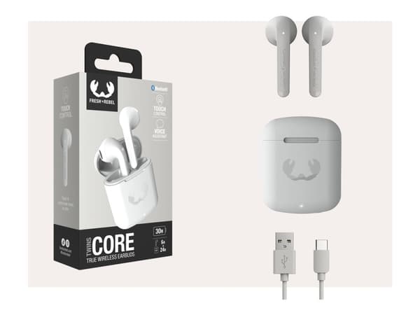 Fresh 'n Rebel Twins Core - True wireless-hörlurar med mikrofon - inuti örat - Bluetooth - ljudisolerande - isgrå