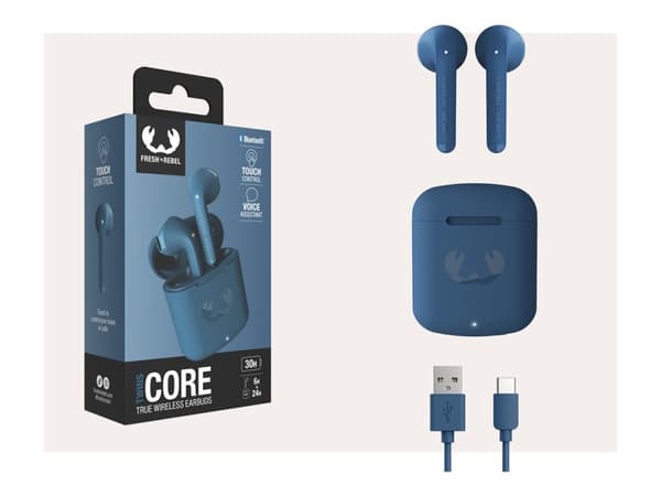 Fresh 'n Rebel Twins Core - True wireless-hörlurar med mikrofon - öronknopp - Bluetooth - stålblå