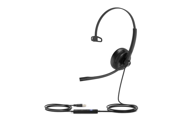 Yealink UH34 Mono - Headset - på örat - kabelansluten - USB - svart - Certifierad för Microsoft-teams