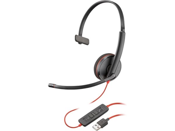 Poly Blackwire 3210 - Blackwire 3200 Series - headset - på örat - kabelansluten - USB-A - svart - Skype-certifierat, Cisco Jabber-certifierad, Avaya-