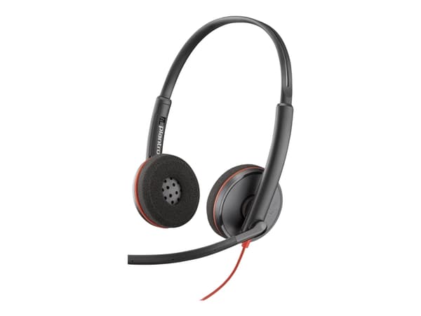 Poly Blackwire 3220 - Blackwire 3200 -sarja - kuulokkeet - korvalla - langallinen - USB-C - musta - Skype-sertifioitu, Avaya-sertifioitu, Cisco Jabbe