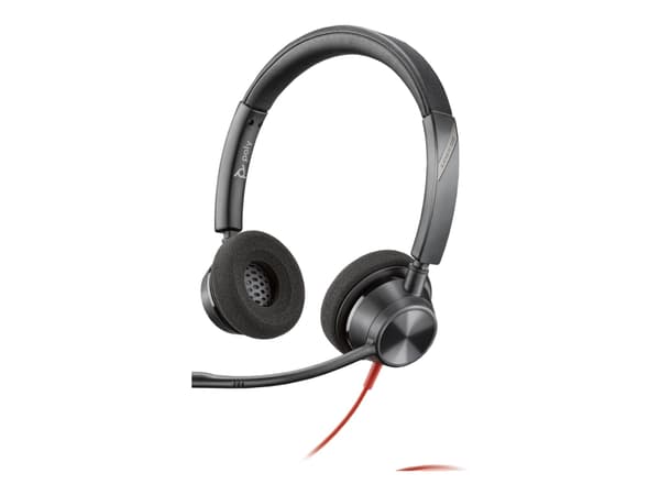 Poly Blackwire 3320 - Blackwire 3300 series - headset - på örat - kabelansluten - USB-C - svart - UC-certifierad, Certifierad för Microsoft-teams