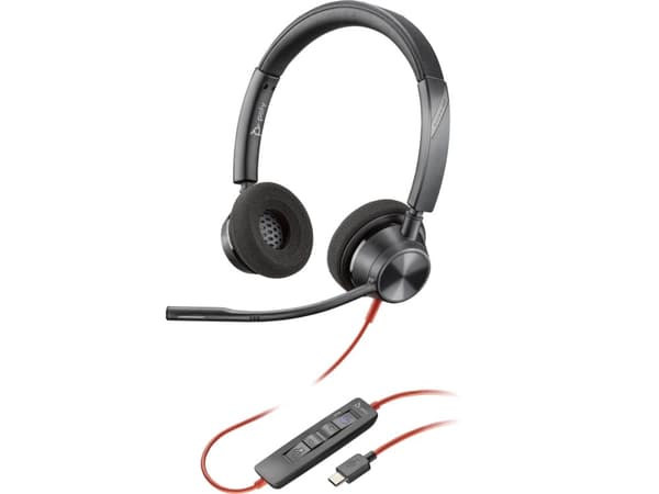 Poly Blackwire 3320 - Blackwire 3300 series - headset - på örat - kabelansluten - USB-C - svart - UC-certifierad, Certifierad för Microsoft-teams