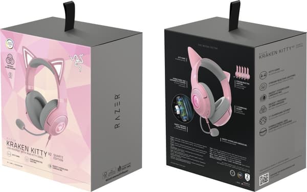 Razer Kraken Kitty V2 Gaming-hodesett, rosa