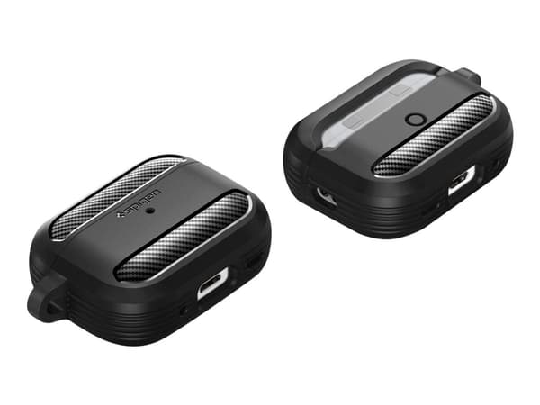 Spigen Rugged Armor - Fodral för trådlösa hörlurar - robust - termoplastisk polyuretan (TPU) - mattsvart - för Apple AirPods Pro (2a generation)