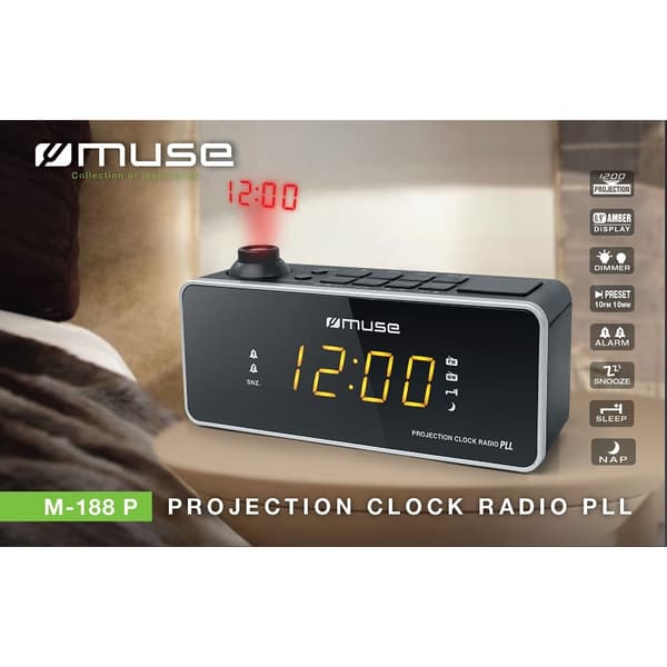 Muse M188 P Projection Clock Radio PLL Svart CDON