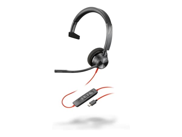 Poly Blackwire 3310 - Blackwire 3300 series - headset - på örat - kabelansluten - USB-C - svart - UC-certifierad