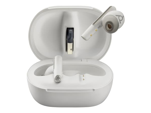 Poly Voyager Free 60+ UC M - True wireless-hörlurar med mikrofon - inuti örat - Bluetooth - aktiv brusradering - USB-C via Bluetooth-adapter - sandvi