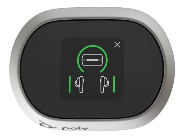 Poly Voyager Free 60+ UC M - True wireless-hörlurar med mikrofon - inuti örat - Bluetooth - aktiv brusradering - USB-C via Bluetooth-adapter - sandvi