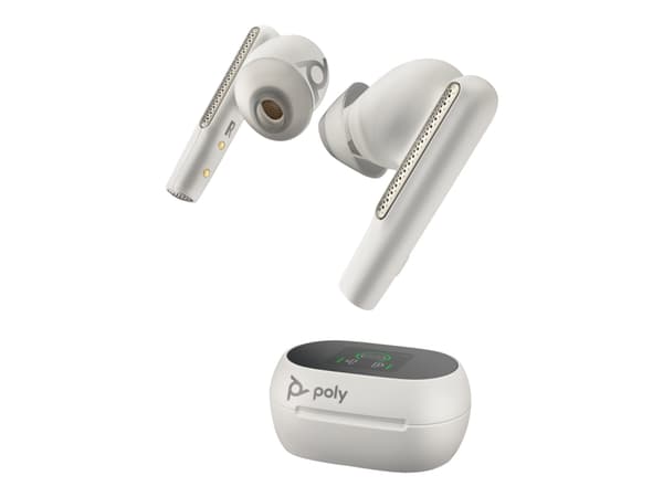 Poly Voyager Free 60+ UC M - True wireless-hörlurar med mikrofon - inuti örat - Bluetooth - aktiv brusradering - USB-C via Bluetooth-adapter - sandvi