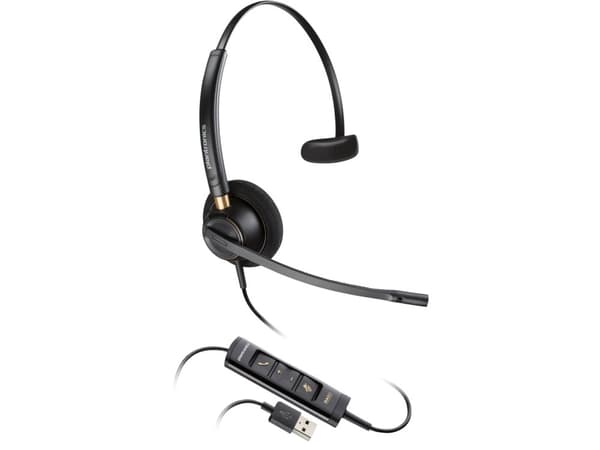 Poly EncorePro 515-M - EncorePro 500 series - hodesett - on-ear - kablet - USB-A - svart - Certified for Microsoft Teams