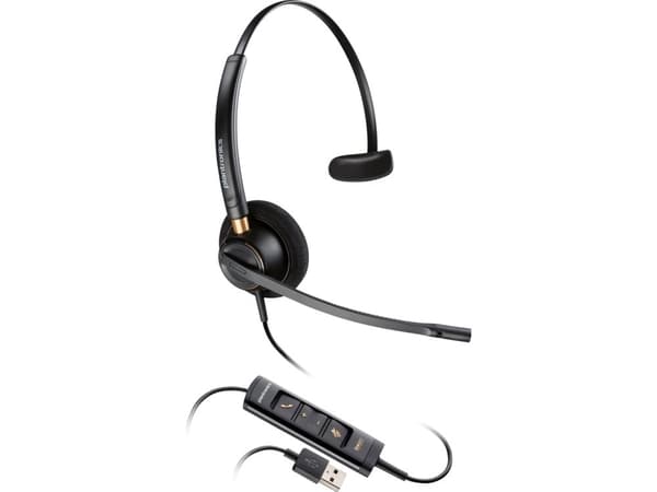 Poly EncorePro 515-M - EncorePro 500 series - hodesett - on-ear - kablet - USB-A - svart - Certified for Microsoft Teams
