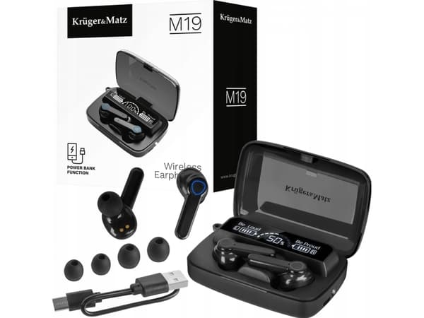 Kruger &amp; Matz M19 trådlösa in-ear-hörlurar med strömförsörjning