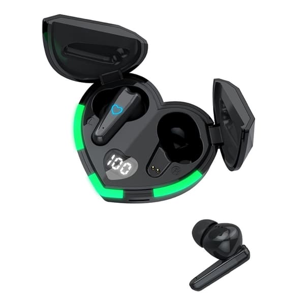 Bluetooth 5.3 In-Ear Hörlurar + Hjärta Laddningsfodral - Svart