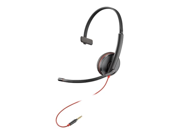 Poly Blackwire 3215 - Blackwire 3200 -sarja - kuulokkeet - korvalla - langallinen - 3,5 mm:n liitin, USB-C - musta - Skype for Business -sertifioitu,