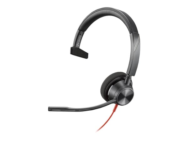 Poly Blackwire 3310 - Blackwire 3300 series - hodesett - on-ear - kablet - USB-A - svart - Certified for Microsoft Teams, UC-sertifisert