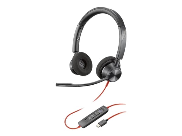 Poly Blackwire 3320 - Blackwire 3300 series - headset - på örat - kabelansluten - USB-C - svart