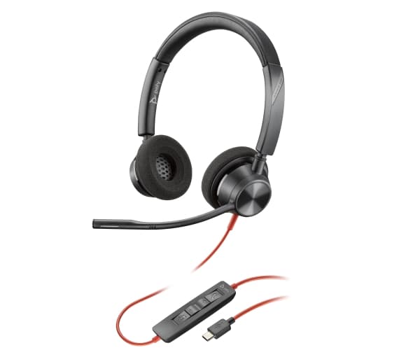 Poly Blackwire 3320 - Blackwire 3300 series - headset - på örat - kabelansluten - USB-C - svart