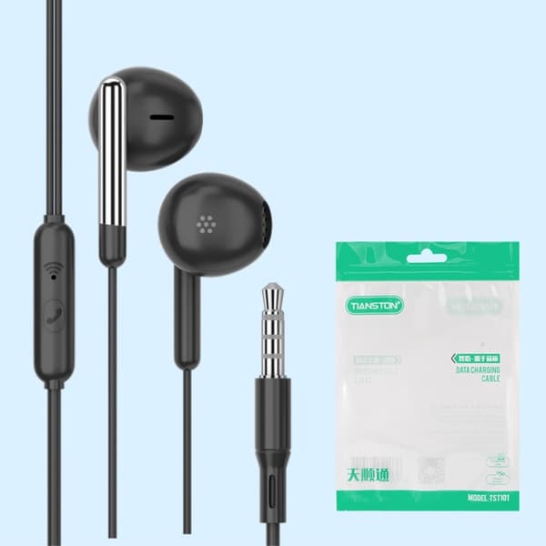 TIANSTON 3,5 mm AUX in-ear hovedtelefoner ledning med mikrofon