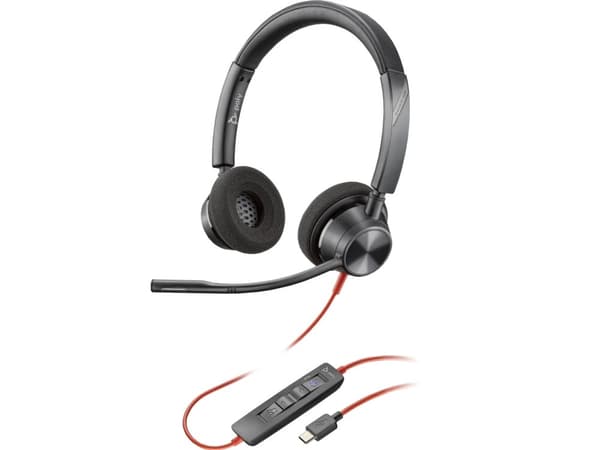 Poly Blackwire 3320-M - Blackwire 3300 series - headset - på örat - kabelansluten - USB-C - svart - Certifierad för Microsoft-teams