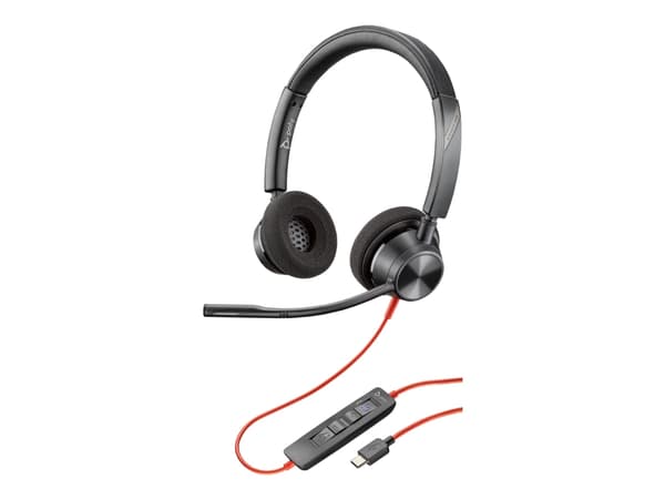 Poly Blackwire 3320-M - Blackwire 3300 series - headset - på örat - kabelansluten - USB-C - svart - Certifierad för Microsoft-teams