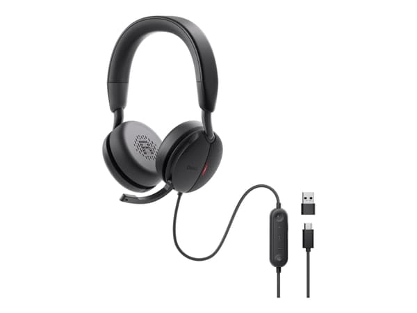 Dell Pro Wired ANC Headset WH5024 - Headset - på örat - kabelansluten - aktiv brusradering - USB-C - Certifierad för Microsoft-teams, Zoomcertifierad