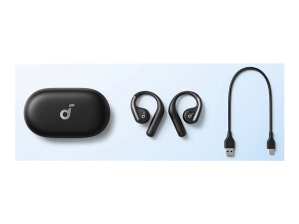 Soundcore AeroFit - True wireless-hörlurar med mikrofon - öppet öra - montering över örat - Bluetooth - svart