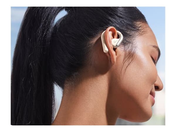 Soundcore AeroFit - True wireless-hörlurar med mikrofon - öppet öra - montering över örat - Bluetooth - calm white