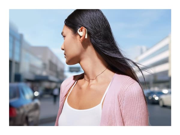 Soundcore AeroFit - True wireless-hörlurar med mikrofon - öppet öra - montering över örat - Bluetooth - calm white