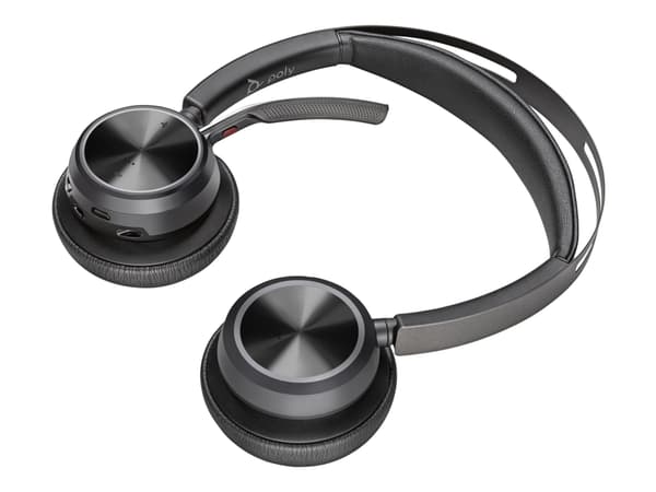 Poly Voyager Focus 2 - Hodesett - on-ear - Bluetooth - trådløs, kablet - USB-C via Bluetooth-adapter - svart - Certified for Microsoft Teams