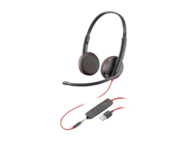 Poly Blackwire C3225 - Blackwire 3200 Series - headset - på örat - kabelansluten - 3,5 mm kontakt - svart - Skype-certifierat, Cisco Jabber-certifier