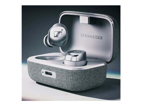 Sennheiser MOMENTUM True Wireless 4 - True wireless-hodetelefoner med mikrofon - i øret - Bluetooth - aktiv støydemping - hvit sølvfarge