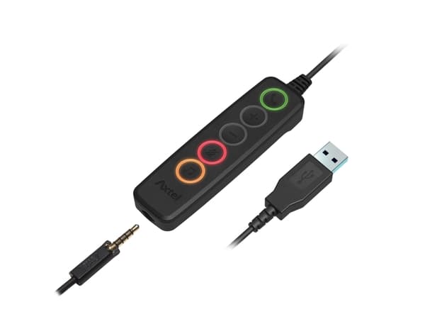 Axtel VOICE UC28-35 stereo USB-A, Koblet med ledninger (ikke trådløs), Kontor/kundesenter, Hodesett, Sort