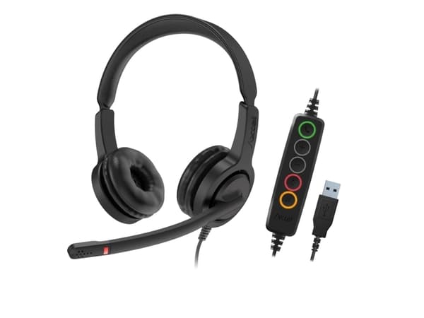 Axtel VOICE UC28-35 stereo USB-A, Koblet med ledninger (ikke trådløs), Kontor/kundesenter, Hodesett, Sort