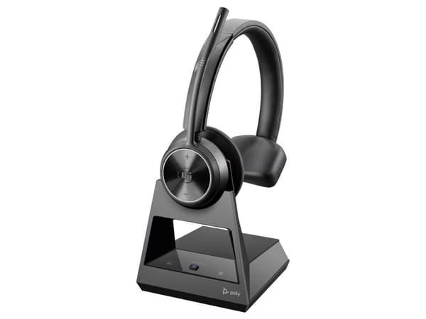 Poly Savi 7310 - Savi 7300 series - hodesett - on-ear - DECT - trådløs - USB-A via DECT adapter - svart - UC-sertifisert, Certified for Microsoft Tea