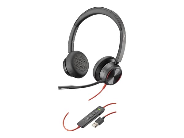 Poly Blackwire 8225 - Headset - på örat - kabelansluten - aktiv brusradering - USB-A - svart - Zoomcertifierad