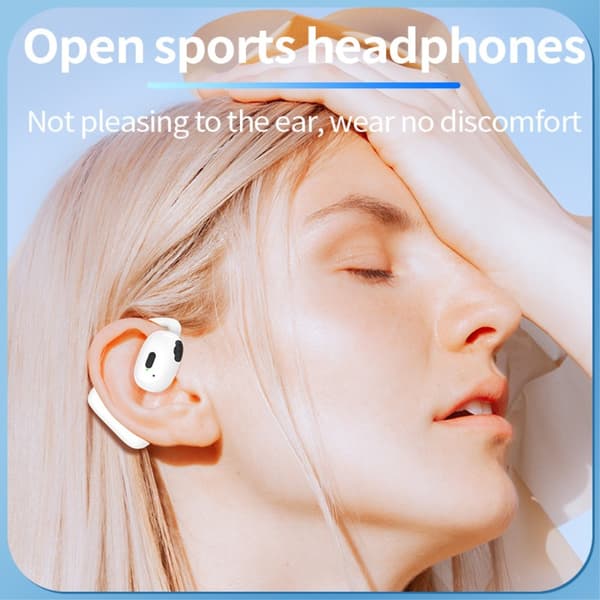 Single Ear Hook Hörlur Bluetooth 5.4 Stereo Headphone - Vit