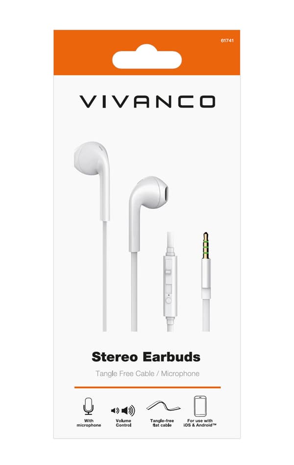 Vivanco Høretelefoner Stereo Earbuds 3.5mm Hvid